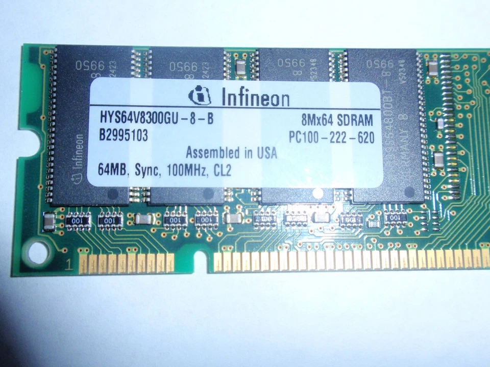 Infineon 64MB 100MHz DIMM Ram Stick - Image 3 of 3