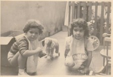 B3 - Foto Photo Fotografia Anni 50 - Coppia Bambini con giocattoli