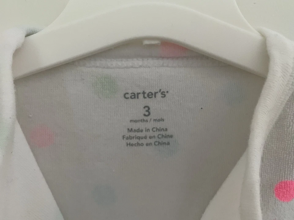 Carter's Bebé Niña Colorido Lunares Cupcake Terry Francés Dormir y Jugar Blanco 3M Foto 2 de 4