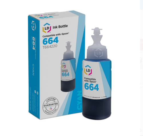 LD Compatible T664220 Cyan Ink Bottle for Epson #664 ET-16500 ET-2500 ET-2550 - Afbeelding 1 van 1