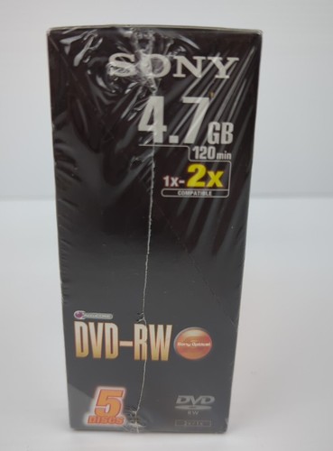 Sony DVD RW Blank Disc, 5 Pack, 1-4x 120min (4.7GB) - New & Sealed - Picture 3 of 8