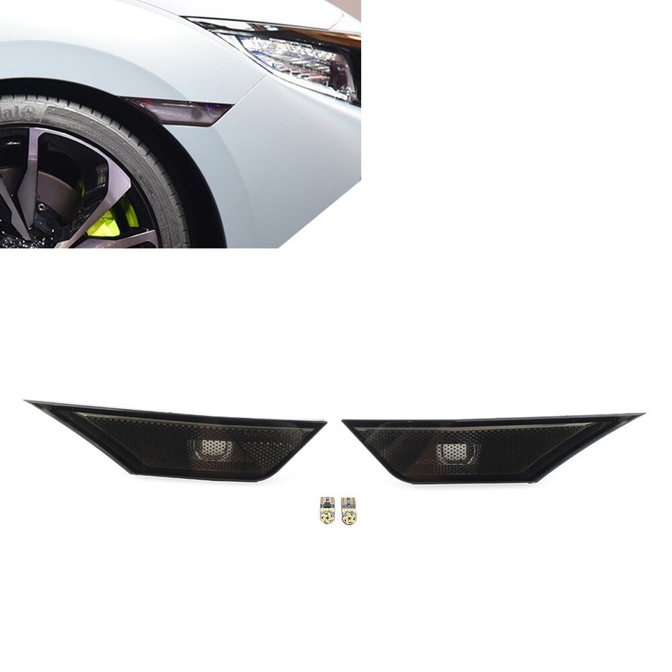 1 Pair Side Marker Lights Turn Signal Lamps W/LED Bulbs For Honda Civic