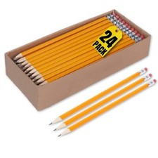 #2 Wooden Pencil, Woodcase Pencils HB (#2), Black Lead, Yellow Barrel -