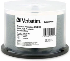 Verbatim DataLifePlus 95211 16x DVD-R White Thermal Printable - Brand New-Sealed