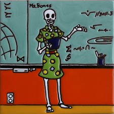 El profesor de matemáticas 6x6. Esqueleto de azulejo de arcilla Día de los Muertos Día de los Muertos