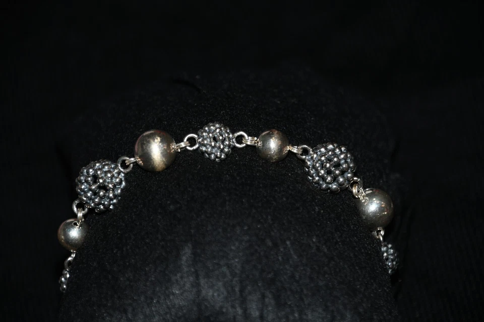 PULSERA QVC MICHEAL DAWKINS PLATA ESTERLINA GRANULACIÓN GOTA CUENTAS 8" 5AB Foto 2 de 4