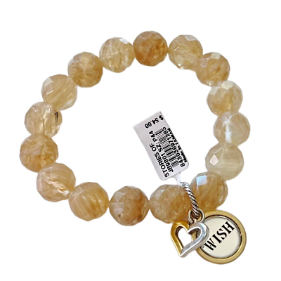 Brighton STORIES OF WISH Heart Gold Silver Quartz Stretch Bracelet