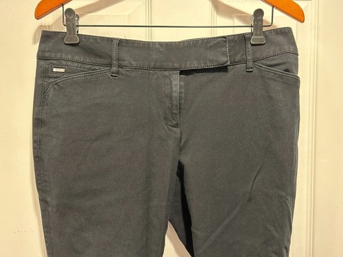 White House Black Market sz 6 Black Crop Leg Capri Pants flat front cotton blend - Picture 2 of 10