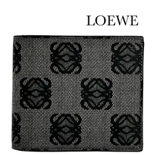 LOEWE Repeat Anagram Fold Wallet PVC Leather Navy Authentic
