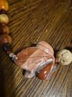 Artisan Polychrome Jasper Carved Frog Pendant Necklace Banded Agate Trade Bead — photo 3
