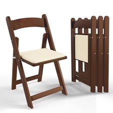 Wooden Folding Chairs with Cushion, Comfortable, Portable and Durable Foldable