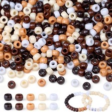 Pony Beads 1000pcs Brown Bulk for Bracelet Making 6x9mm Hair Beads Braids