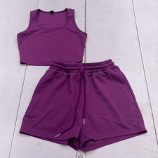 SHEIN Lounge Shorts Tank Set Womens Small Purple Ribbed Knit 2 Piece Outfit
