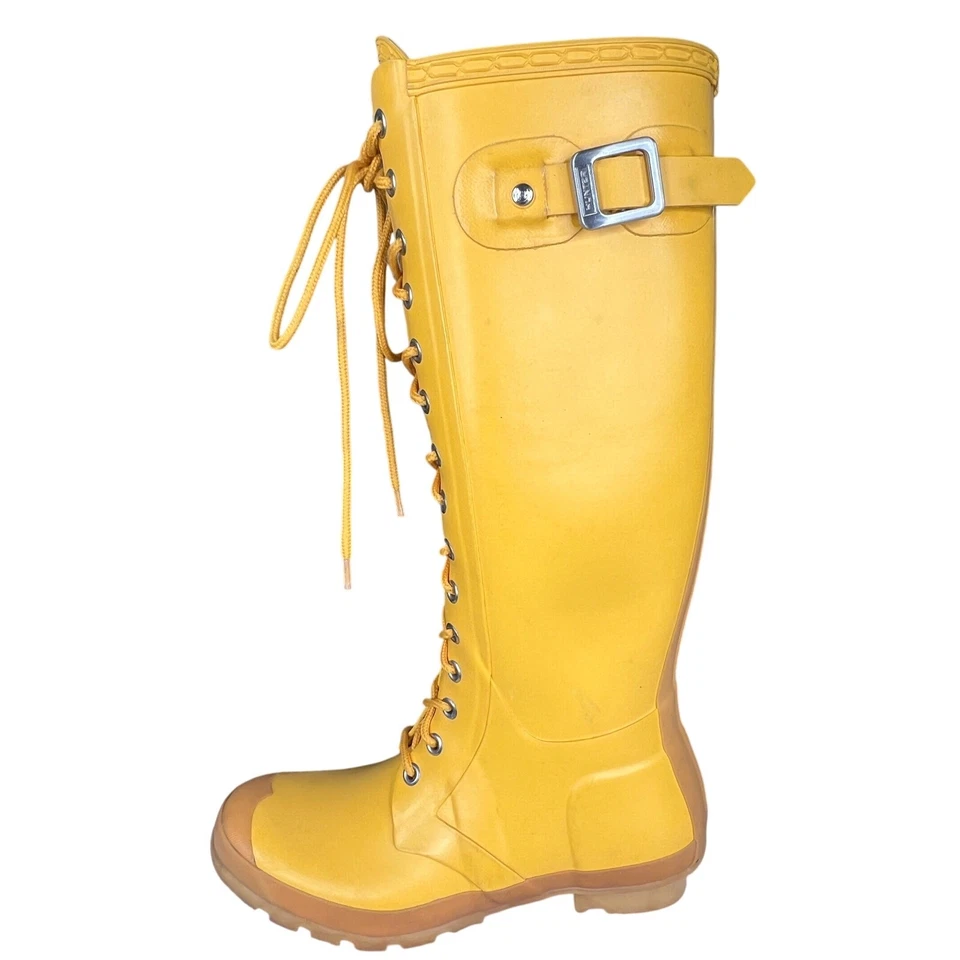 Botas de lluvia altas Hunter para mujer Watling amarillas talla US 8 Foto 3 de 4