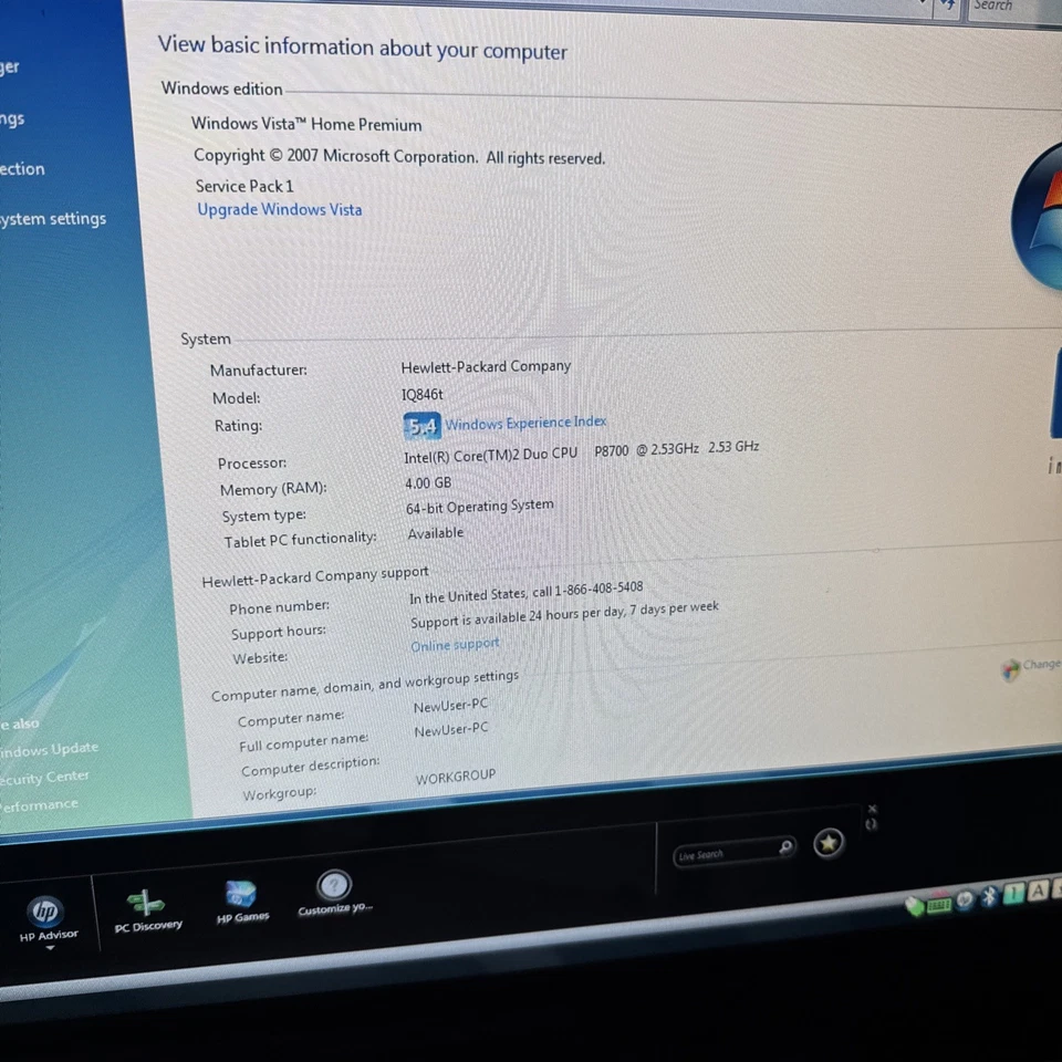 25" HP Touchsmart IQ846T VA285AV#ABA 2.80GHz C2D-T9600 4GB 600GB HDD Vista - Image 2 of 4