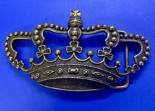 Princess Queen Tiara Crown-Shaped See-Trough Cutout Brass Tone Belt Buckle