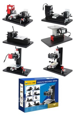 36W 6 in 1 Metal Material Machine DIY Tool Kit Wood Metal Lathe Milling Drilling