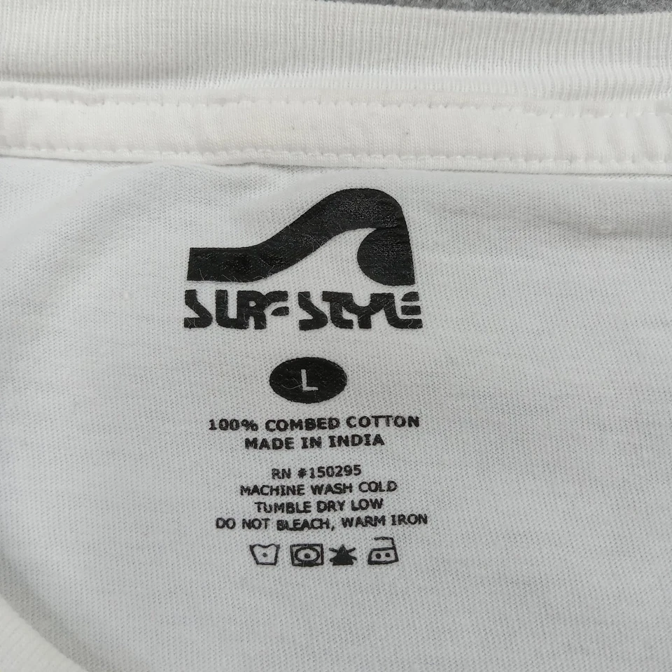 Surf Style Shirt Mens Large White Graphic Tee T-Shirt Florida South Beach Miami - Image 2 of 4