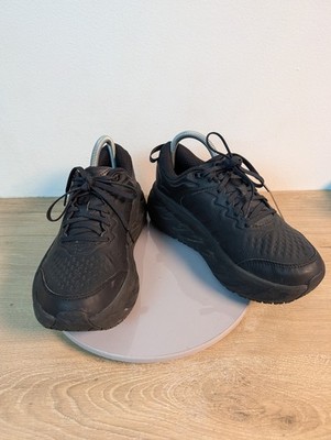 Hoka One One Bondi SR Shoes Sneaker Womens 8.5 Black Leather Slip Resistant Low
