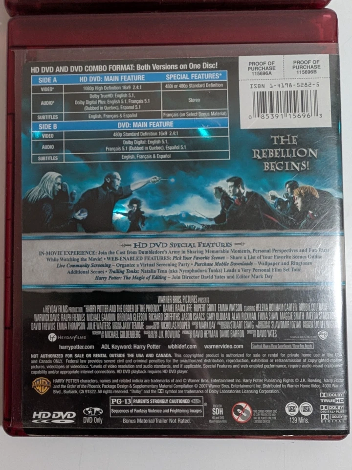Harry Potter and the Prisoner of Azkaban & Order of the Phoenix HD DVD Combo - Image 3 of 4