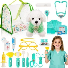 Doctor Kit for Toddlers 3-5, Kids Doctors Pretend Play Set with Plush Dog, To...