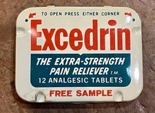 Vintage Excedrin Metal Pill Case • Unused With Original Contents • “Free Sample”