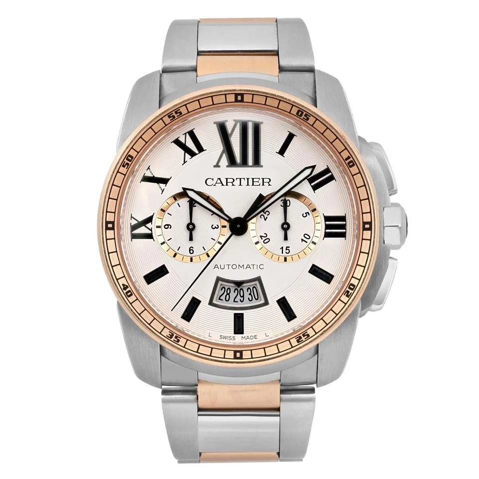 Reloj Cartier Calibre de Cartier 42 mm oro rosa 18 quilates acero esfera marfil W7100042