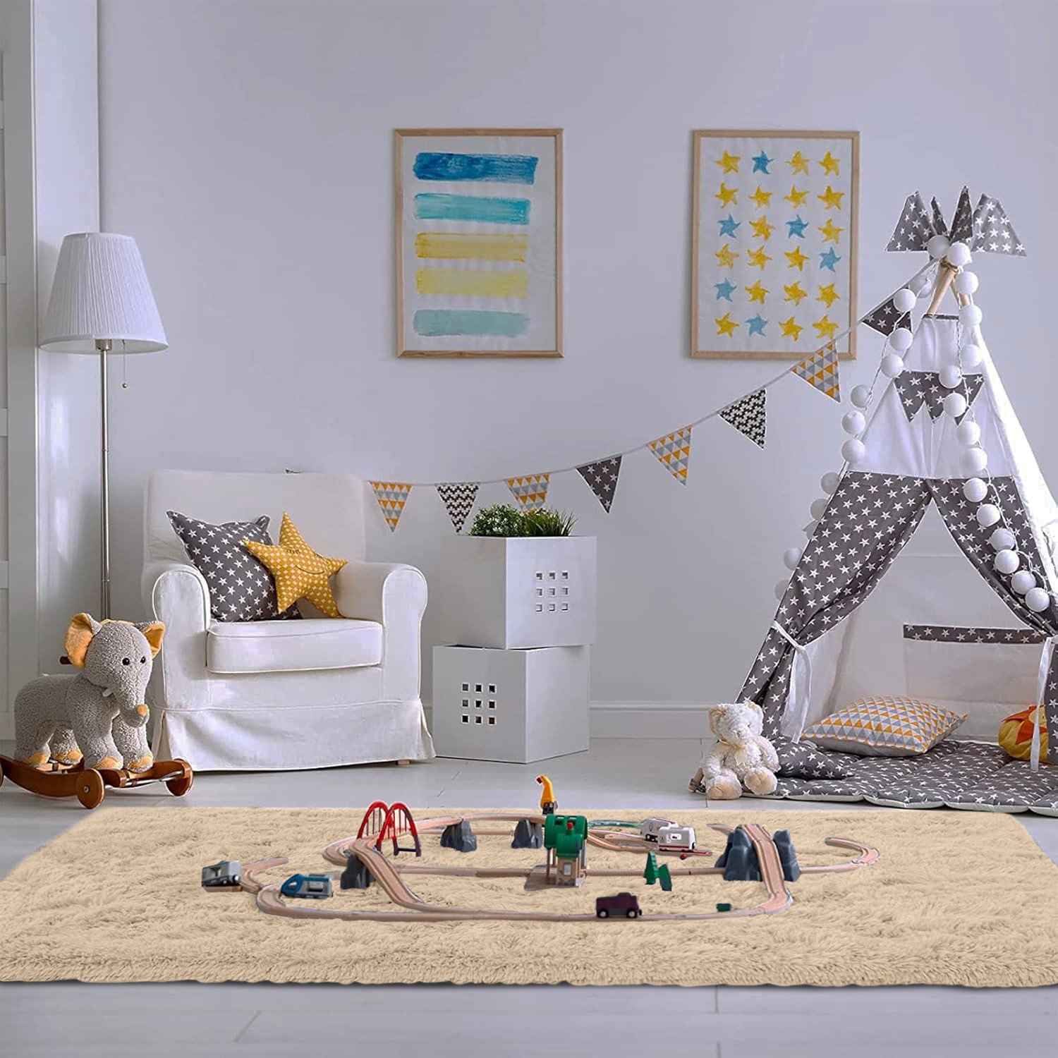 Non Slip Shaggy Rugs Ultra Soft Fluffy Area Carpets Mat for Living Room Bedroom