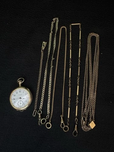 Antique Gold Filled Waltham Pocket Watch With Gold Filled Pocket Watch Chains