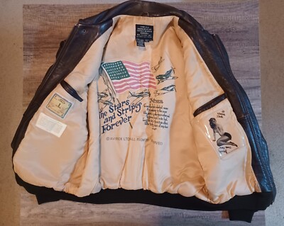 90's Vintage Type A-2 Averix Leather Bomber Jacket 