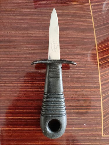 Couteau à Huîtres Ancien D.P. PRADEL – Inox Et Bois, Manche Marron, 15 Cm (années 50-70)