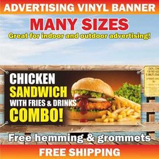 CHICKEN SANDWICH WITH FRIES DRINKS COMBO Advertising Banner Vinyl Mesh Sign bar