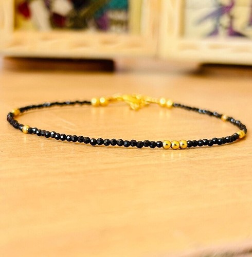 A++ Bellissimi Bracciali Perline Rotondi Sfaccettati Tormalina Nera 2MM 6-8'' - Foto 4 di 10