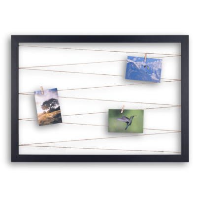 Fotohalter Pinnwand Fotorahmen Querformat mit Juteband 20 Holzklammern CLAMARO 