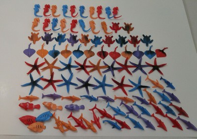 small plastic sea creatures