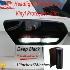 12"x78" Deep Black Tint Film Lens Vinyl Wrap Protection For Headlight taillight