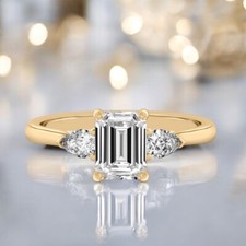 Fede Nuziale Oro Giallo 18K Smeraldo Diamante 1,40 Ct Certificata IGI Creata ...