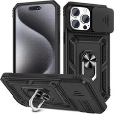 For Apple iPhone 16 15 Pro Plus Max Case, Shockproof RingPhone Camera Cover