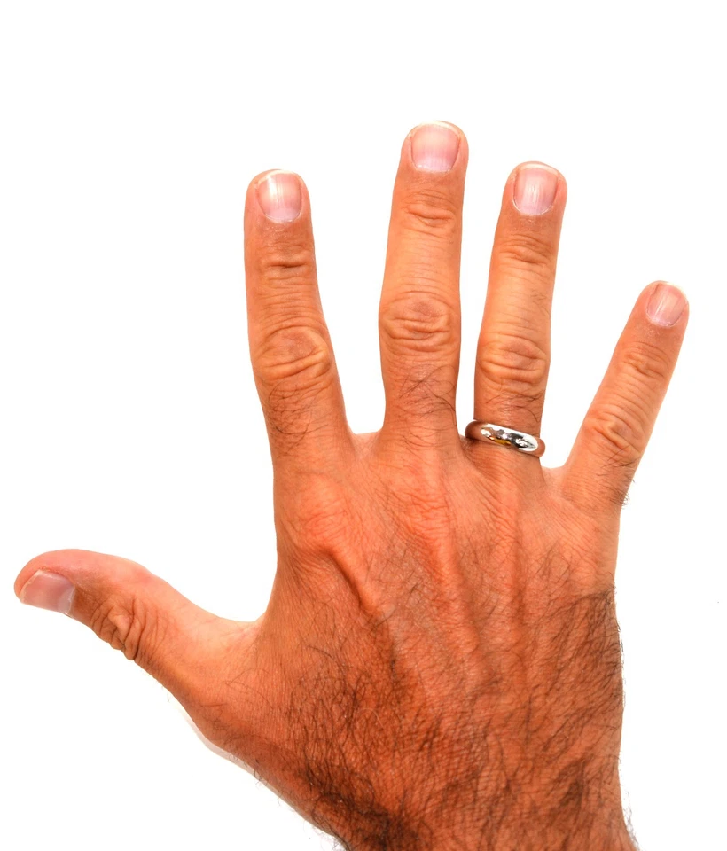 10K Solid White Gold Wedding Band Men's Ring Men's Band Wedding Band Bridal - Image 2 of 4