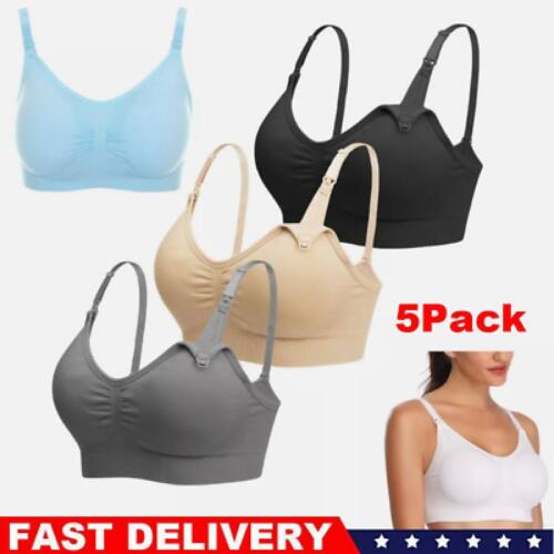 Womens Sleeping Nursing Bra Wirefree Breastfeeding Maternity Bralette Pack of 5