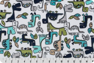 Minky Cuddle Digital Shannon Fabric Dinosaur Roar Teal