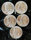 WASHINGTON SILVER QUARTER LOT OF 5 PARTIAL ROLL OF BLAZING BU COIN 1957 1959 90%