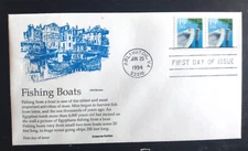 FISHING   BOAT COIL PAIR 1994 ARISTOCRAT CACHET FDC VF UNADDRESSED