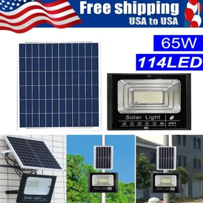 65W Solar LED Solar Lights Floodlight Outdoor Garden Waterproof Lamp w/ Remote