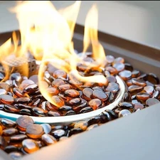 6 LBS of 1/2" ROUND CARMEL REFLECTIVE FIRE GLASS DROPS/BEADS Free Shipping! New!