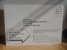 ELECTRONIC ARTS Registration Warranty Insert Super Nintendo SNES ELA-SNS-US-1