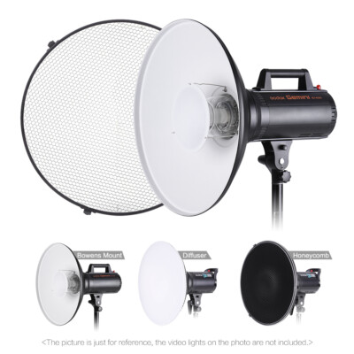 Studio Reflector 16'' Beauty Dish Standard Bowens Mount Flash Strobe Mount C3E6