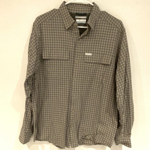 Long Sleeve Shirt Plaid Brown Omni Dry 
