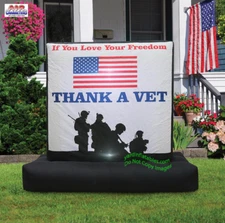 6' Self-Inflatable Lighted Patriotic/Memorial Day "Thank a Vet" Sign Yard Decor