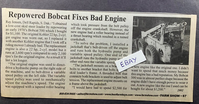 2002 Magazine Article. Ray Jensen. Dell Rapids. SD. Engine Swap Bobcat Skid Stee